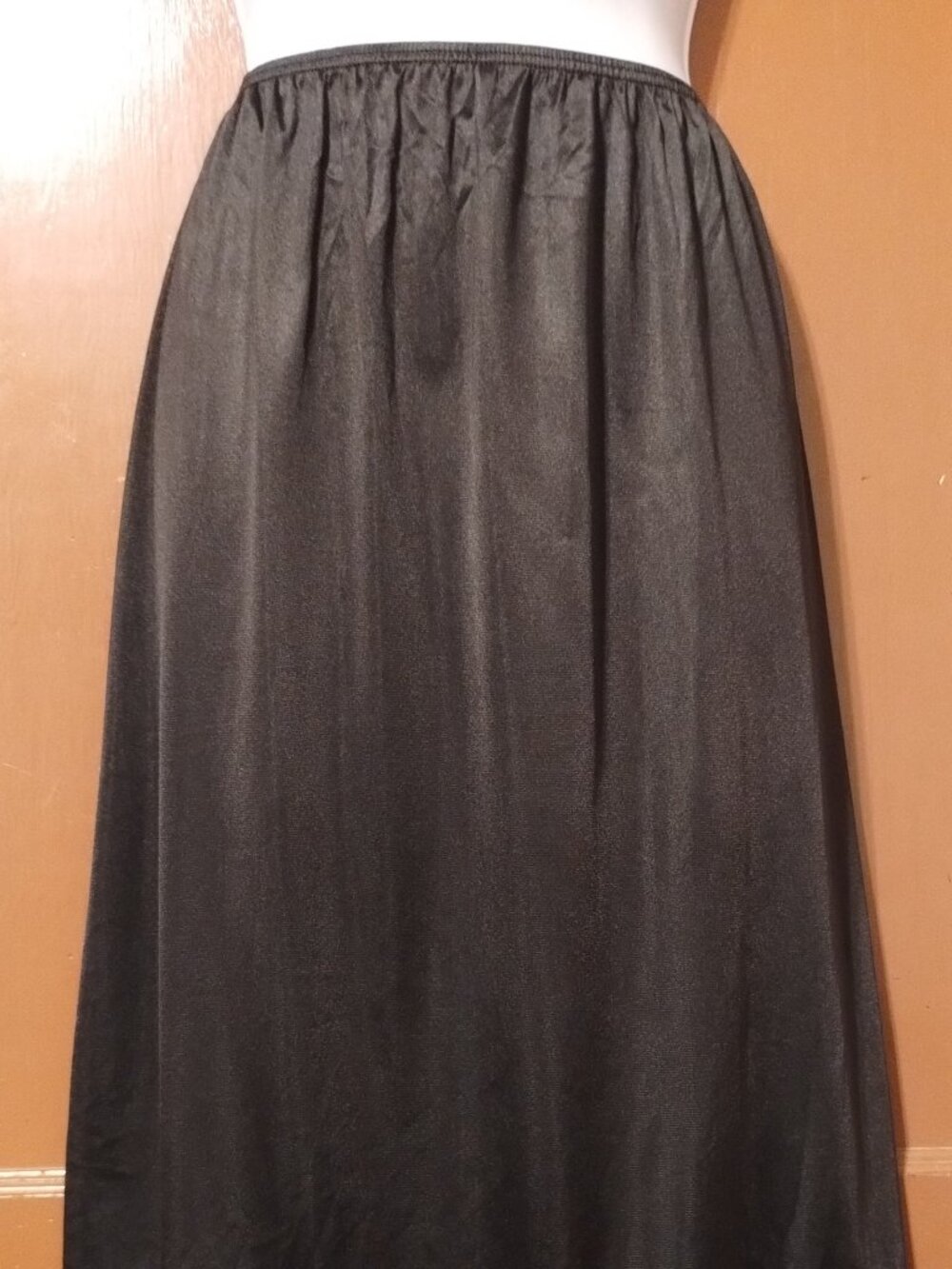 BLACK VINTAGE HALF SLIP NYLON BY ADONNA W/ LACE AND A SLIT-SIZE 1X EXTRA GRANDE